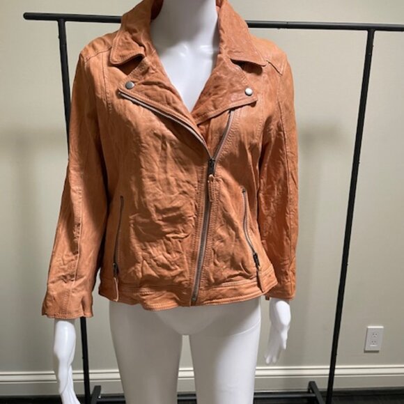 NWT Fossil Ashley Leather Biker Jacket - Blush Pink - Size Large - Picture 2 of 7